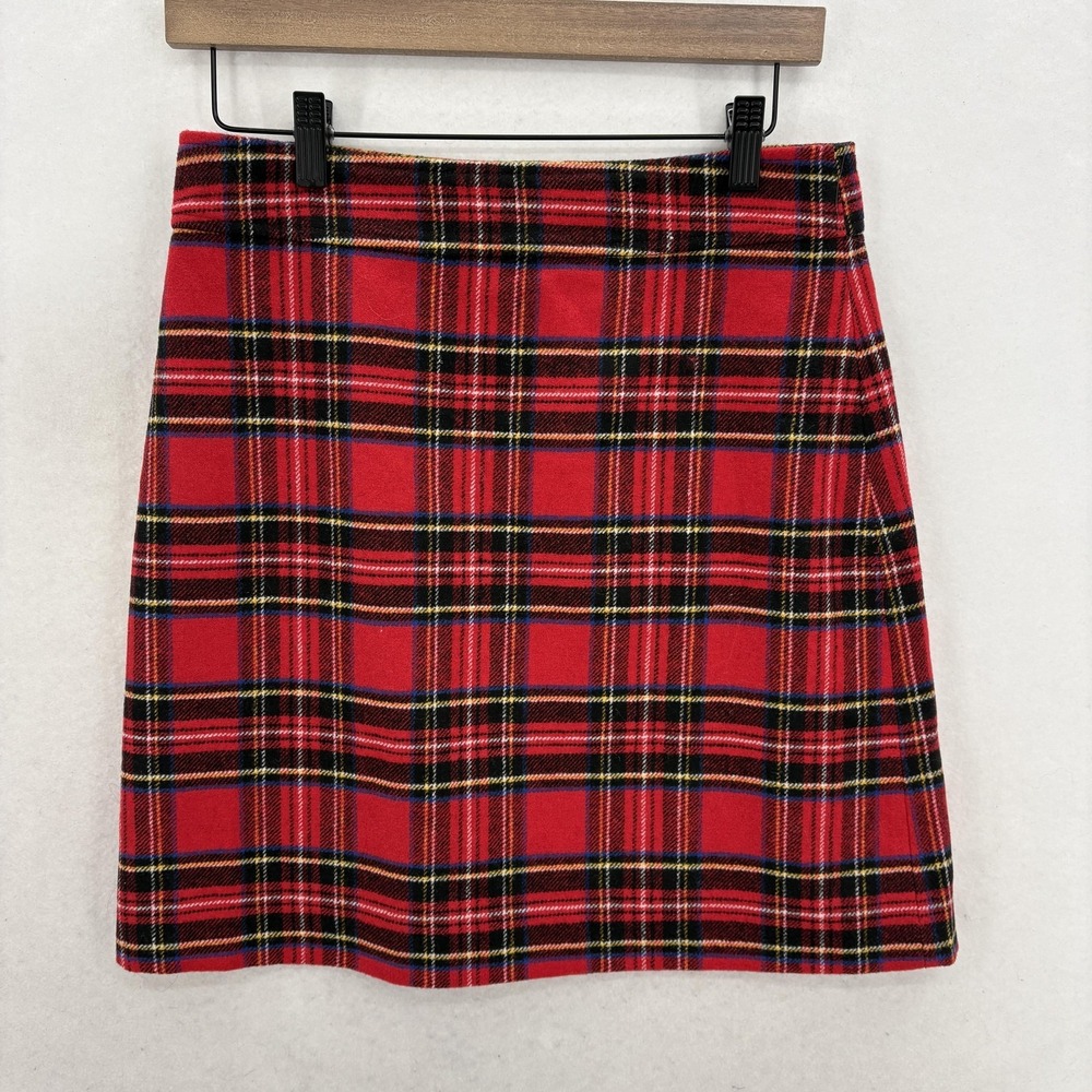 J.CREW Skirt Womens 4 Red Plaid Wool Blend A-Line Mini Lined Winter Preppy NWT